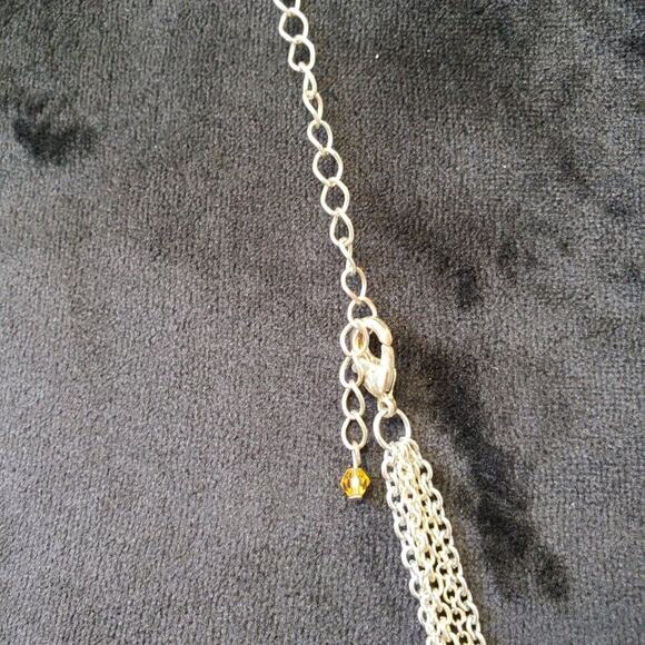 Womens Gold Silver Ring Station Multi-Chain Long Necklace with Lobster Clasp - Picture 6 of 6